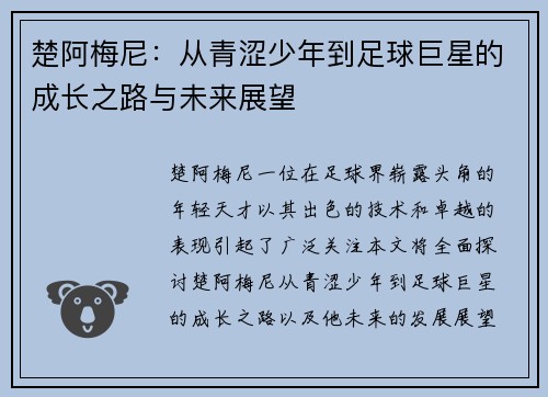 楚阿梅尼：从青涩少年到足球巨星的成长之路与未来展望